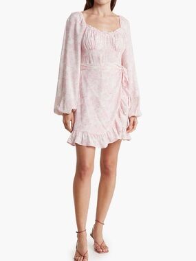 BCBGeneration Pink and Cream Toile Wrap Dress